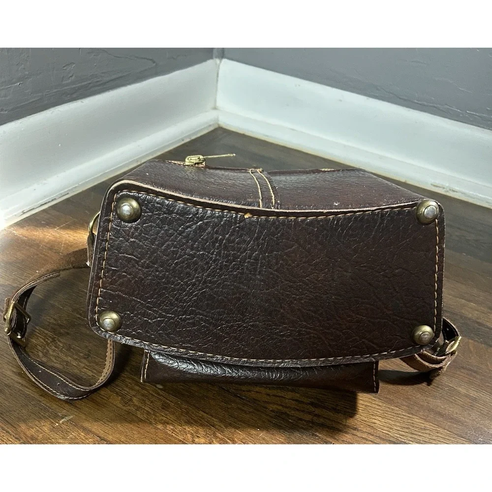 Vintage Camera‎ Bag Brown Leather Carrying Case Shoulder Strap Collectable Prop